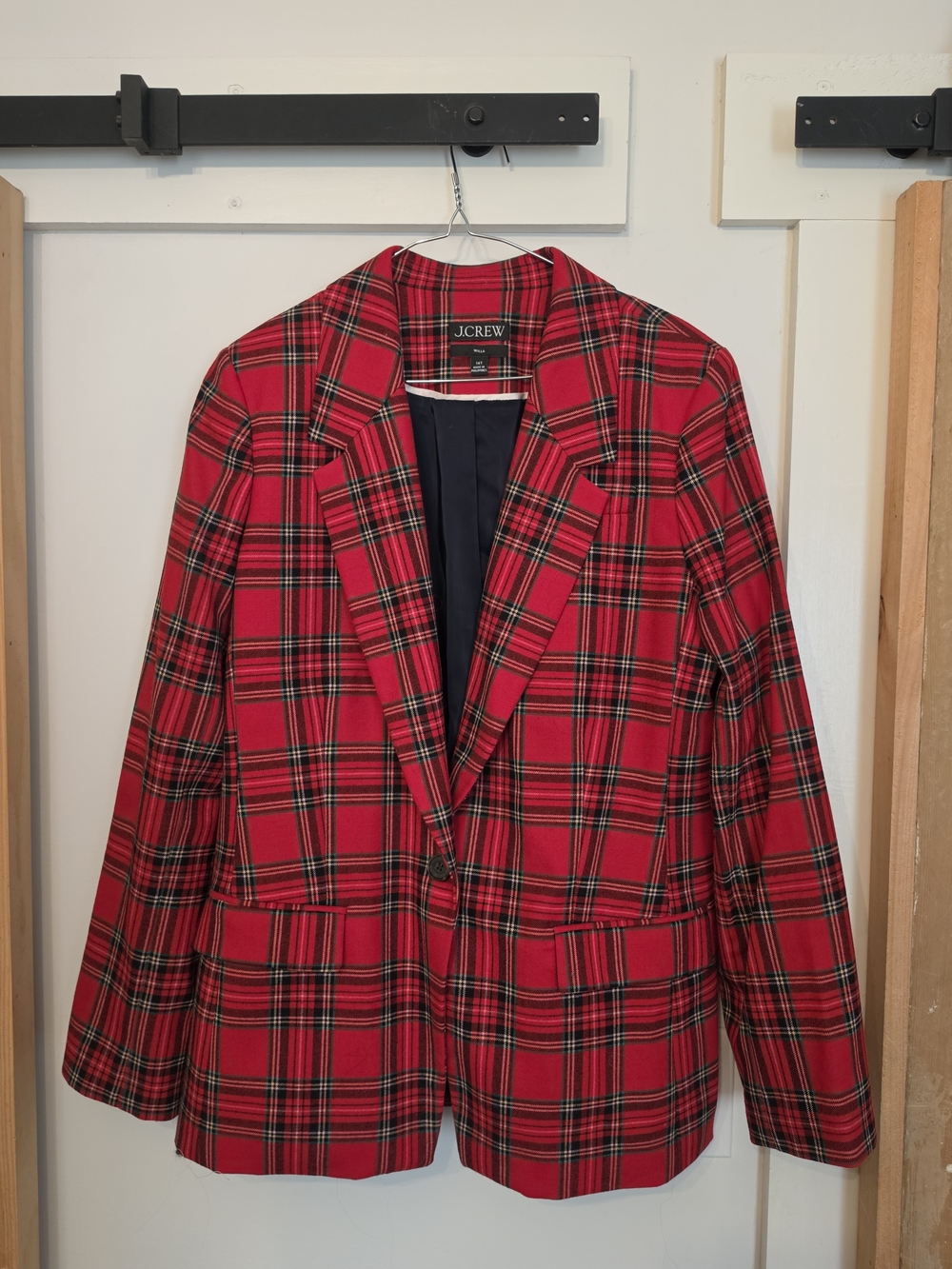J. Crew Women's Red Plaid Wool "Willa" Blazer (14T)